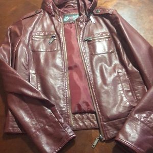 Red jacket with detachable hood medium